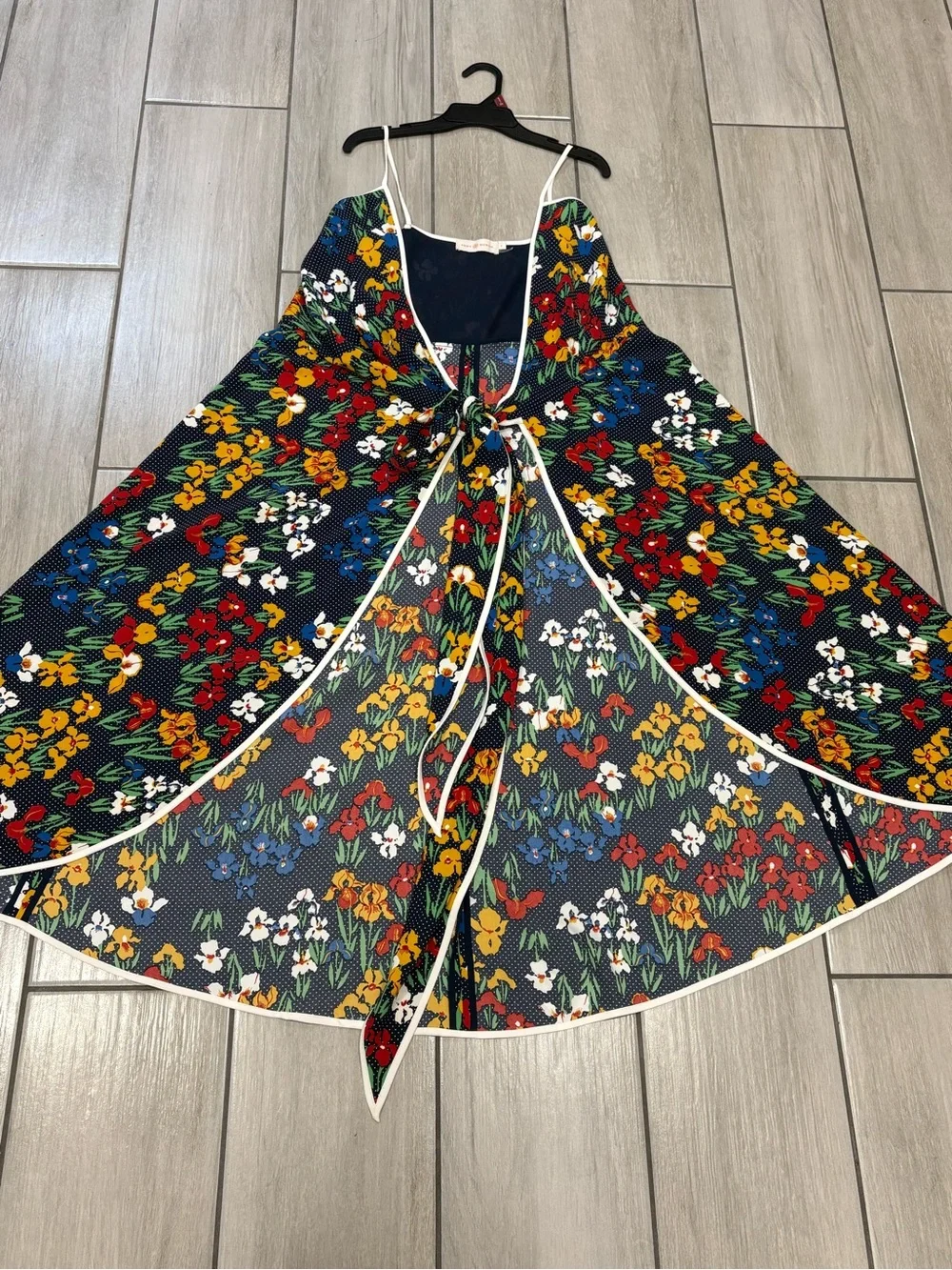 TORY BURCH Blue Floral Grotto Wrap Dress US 4